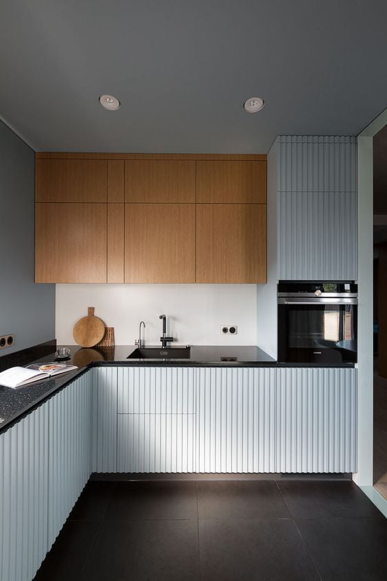 wooden and white kitchen design