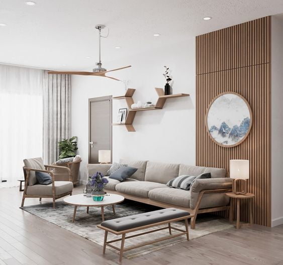 nordic beige living room interiors