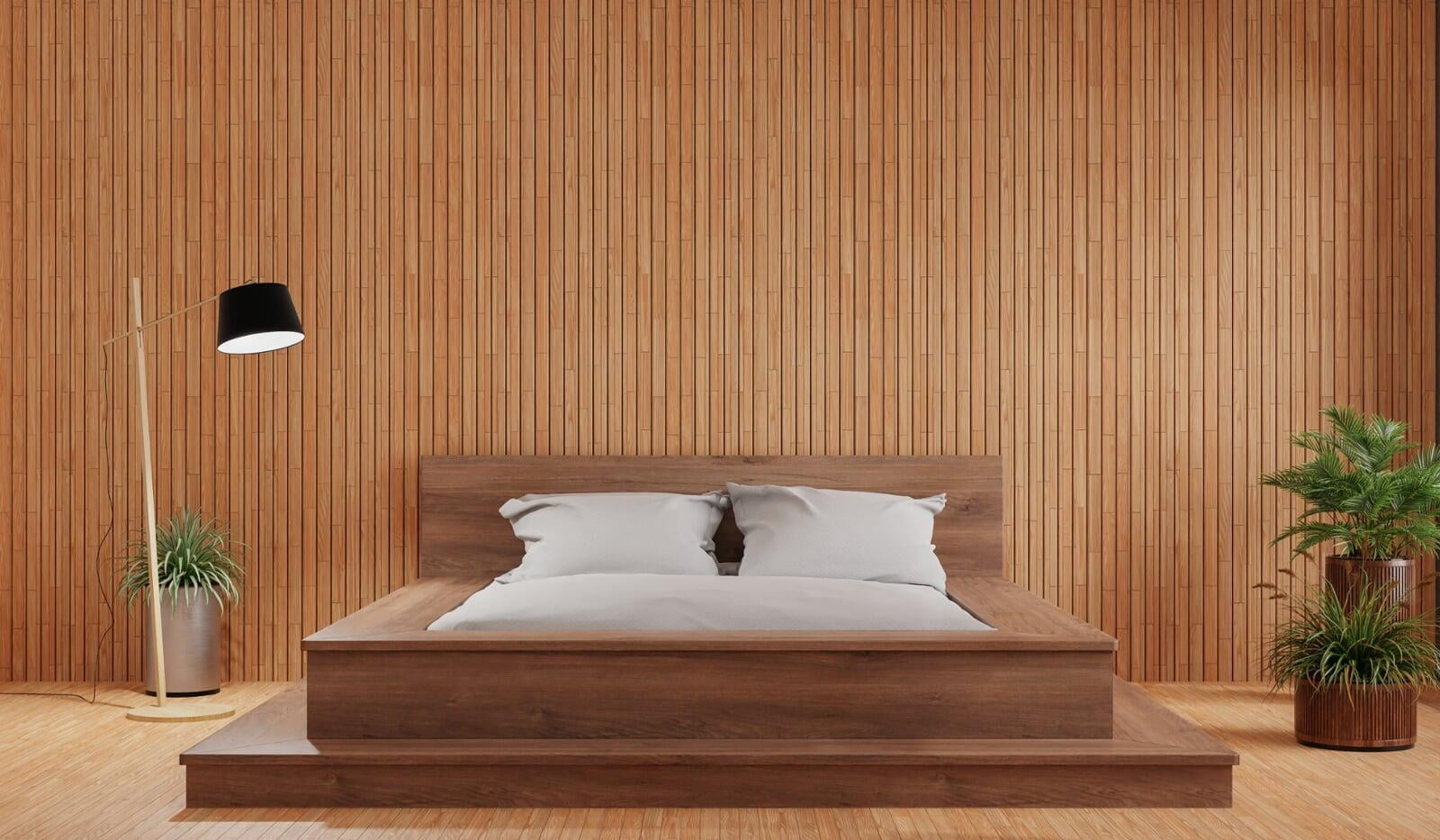 wooden minimal bedroom interiors