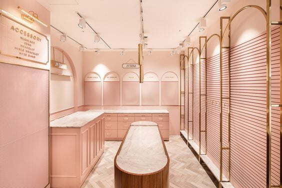 pastel jewellery showroom interior design ideas