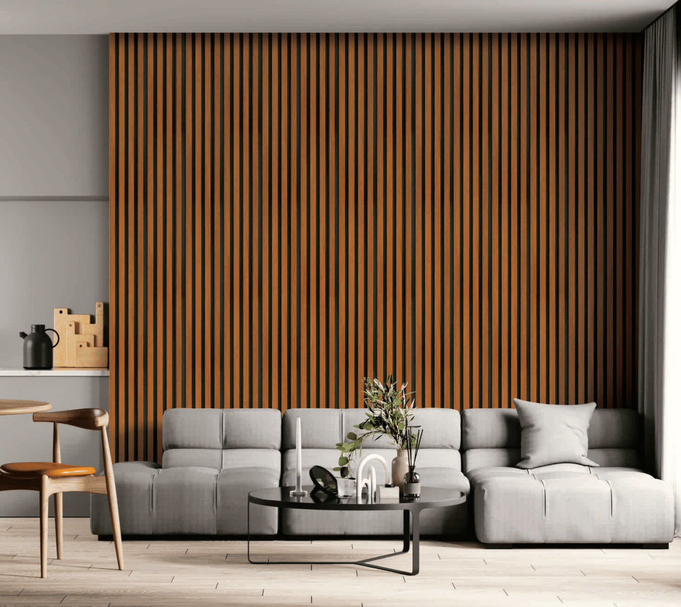 Wood Finish Brown Charcoal Louvers/Panels | 8 ft x 5 inch - 12 mm | MD-1309